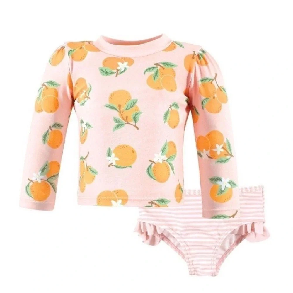 Hudson Baby Baby‑Girls 3-6 Month 2‑Piece Swim Rashguard Set with UPF 50+ NWT
